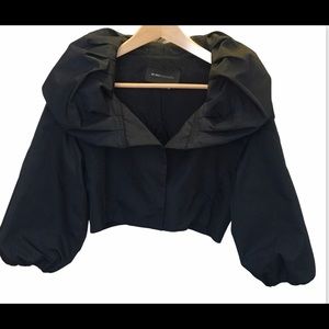 BCBGMAXAZRIA Black Taffeta Crop Jacket